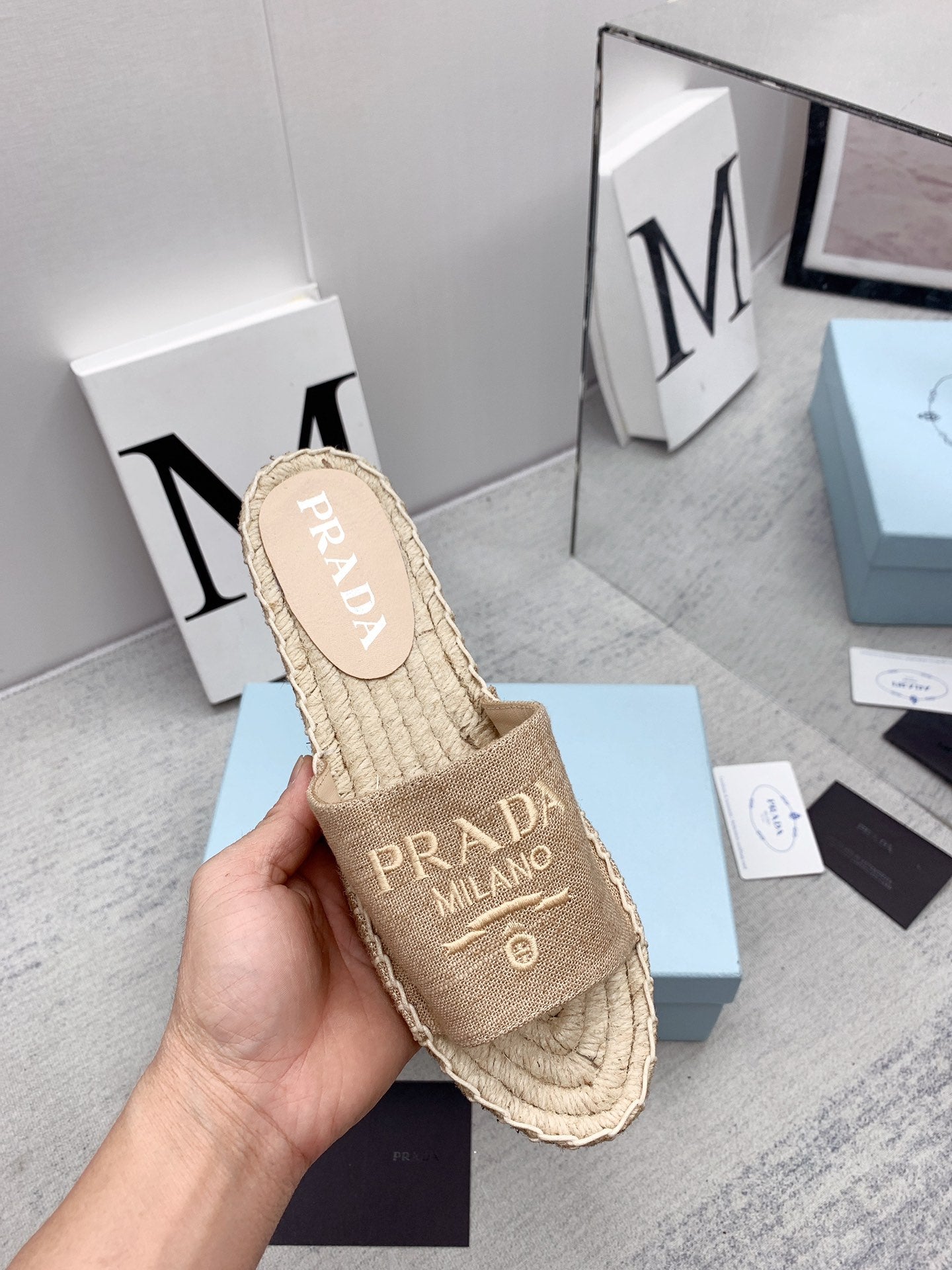 Prada 2026 Slippers Canvas Rope Sole 731171