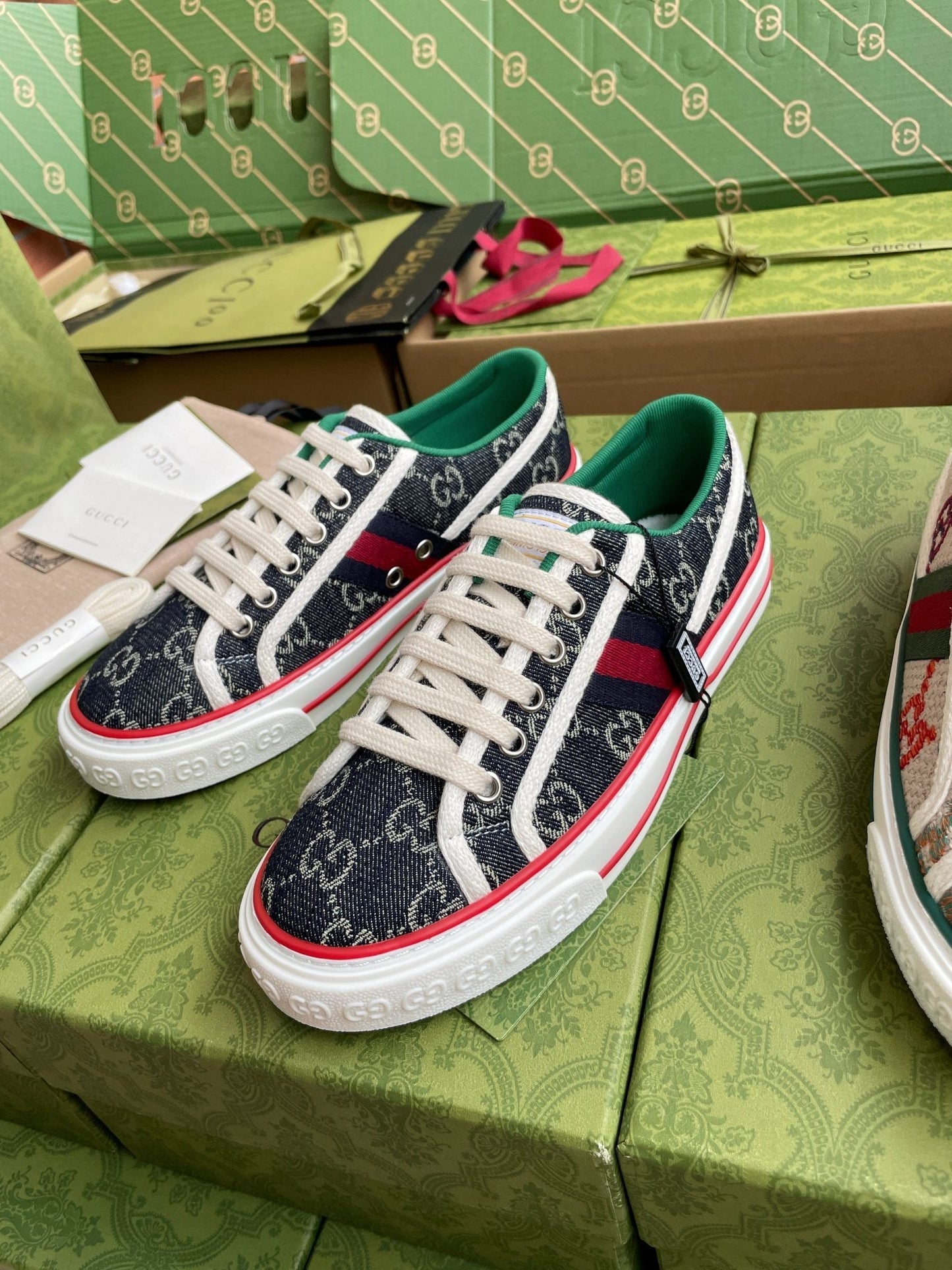 GG 26 Platform Sneaker Dark Blue Monogram Denim 632828