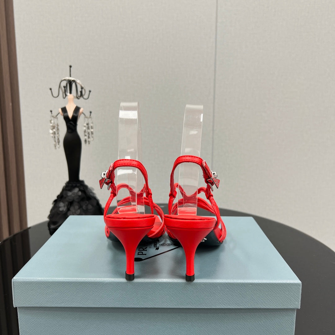 Prada Heeled Sandal 60mm Red Sheepskin 699234