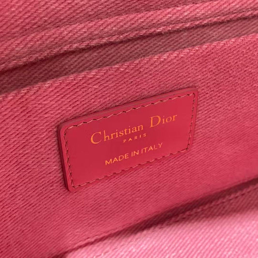 Dior 2026 Lady D-Joy Bag 26cm Pink with Pink Logo Denim Leather