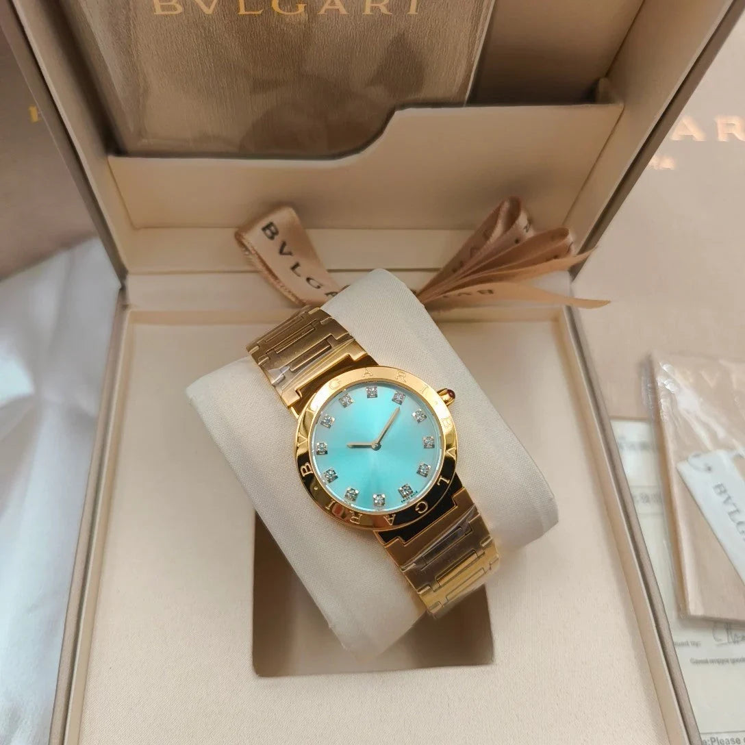 BVLGARI 33mm Diamond Numerals Gold Case