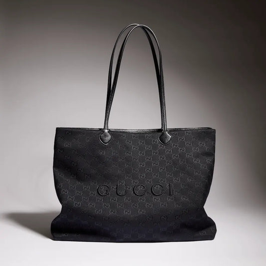 Gucci 2026 NY Large Tote Bag 42cm Black Canvas Leather