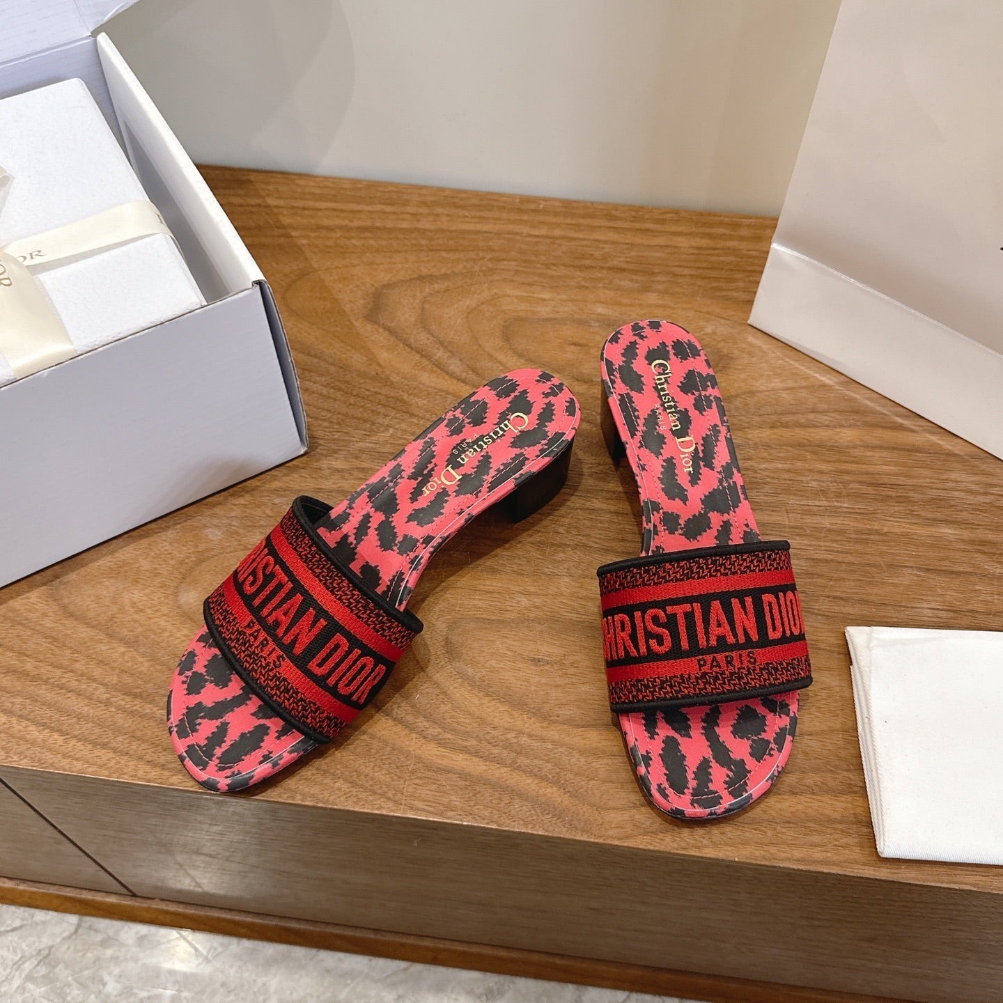 CD 26s Embroidered Sandals Canvas Cowhide 685577