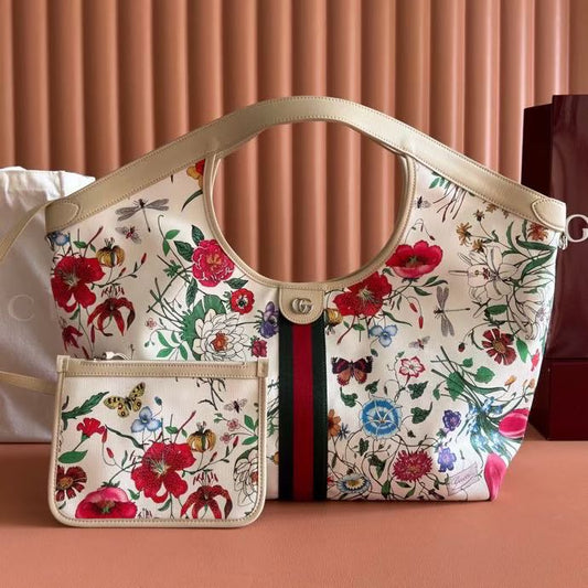 Gucci 2026 Giglio Flora Large Tote Bag Leather
