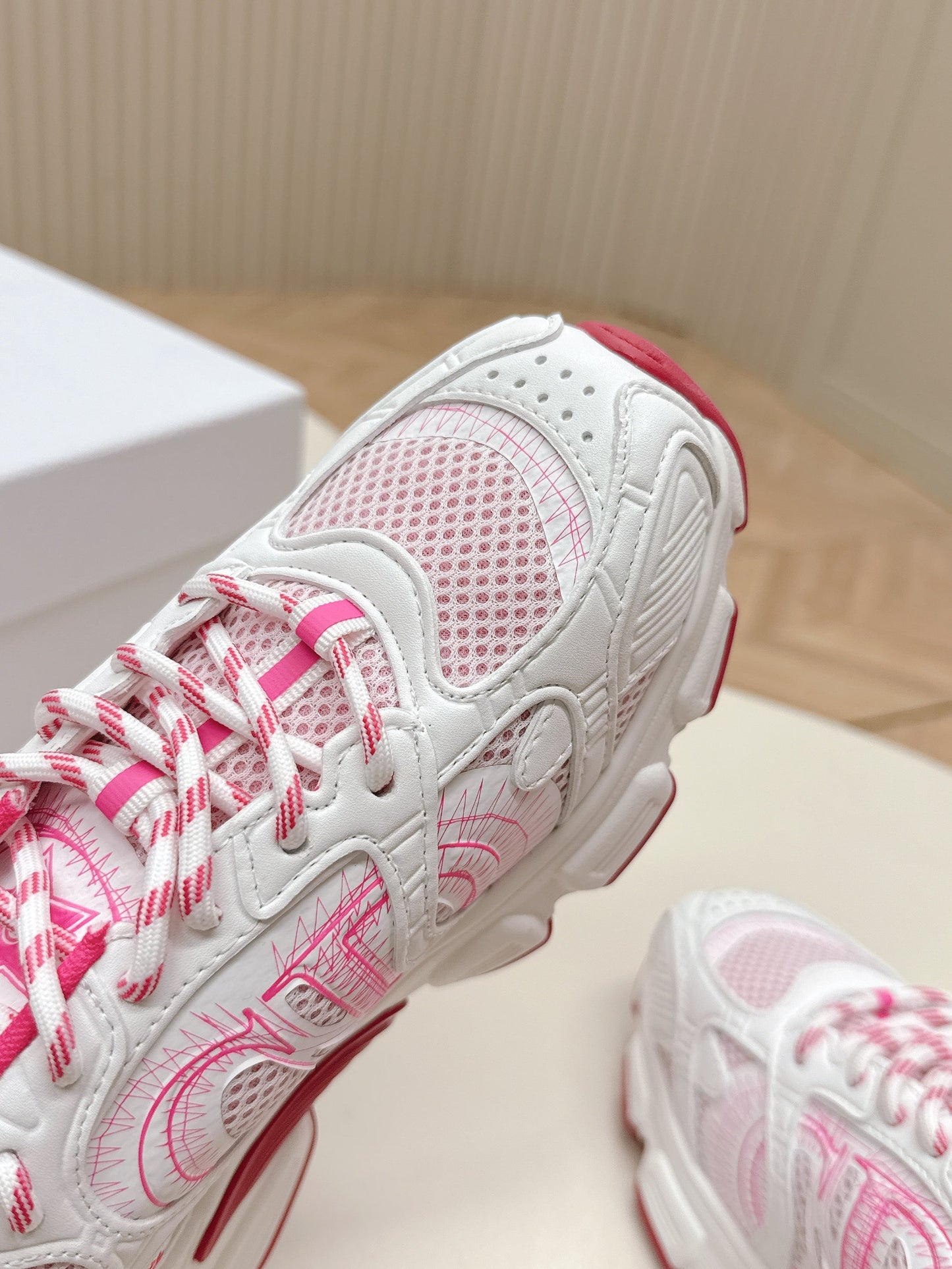 CD 26s Chrono Sneakers White Pink Cowhide Mesh 643755