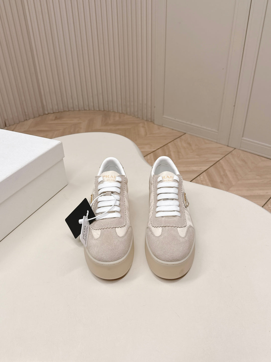 PRA 2026S Platform Sneakers 50 Light Beige Suede Cowhide 663492