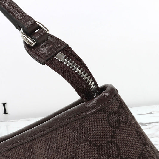 Gucci 2026 Small Pouch with Strap 17cm Dark Brown Canvas Leather