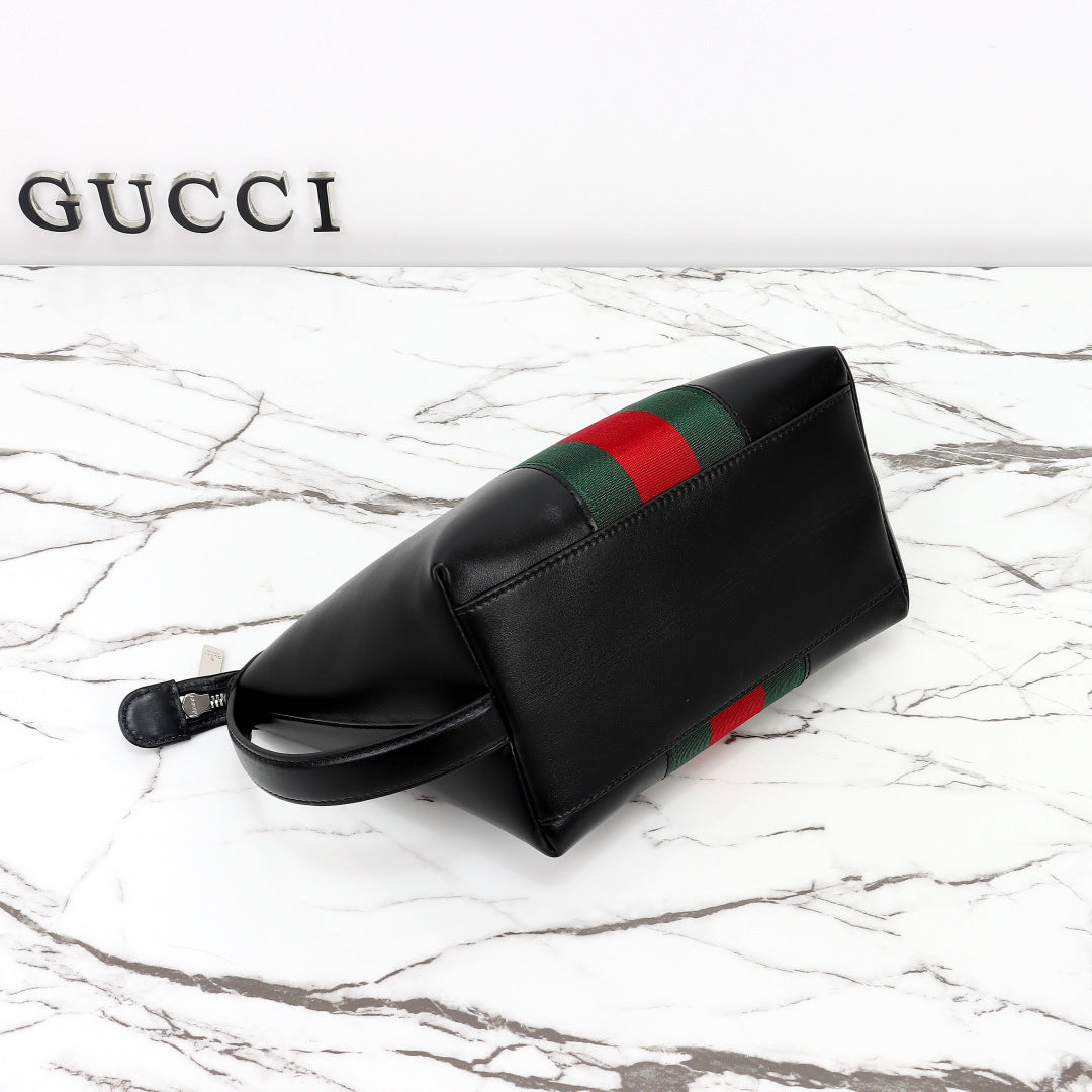 Gucci 2026 Mega Web Trademark Crossbody Bag 22cm Balck Canvas Leather
