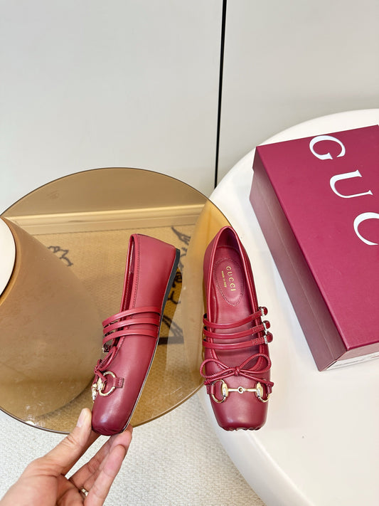 GG 26SS Ballet Flats Burgundy Sheepskin 645706