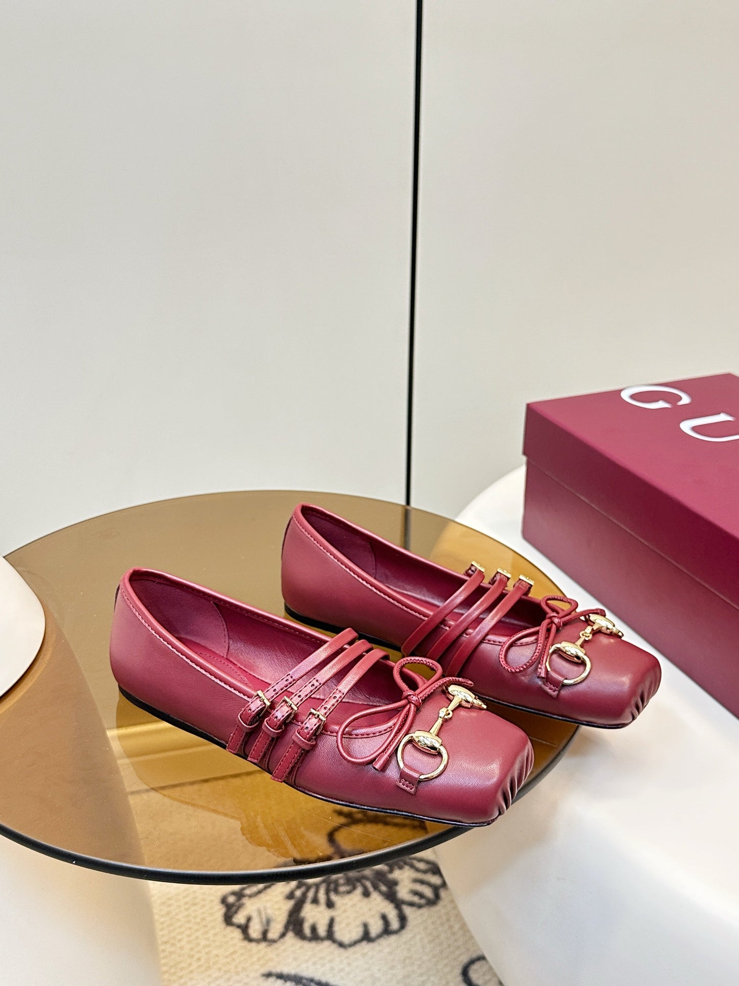 GG 26SS Ballet Flats Burgundy Sheepskin 645706