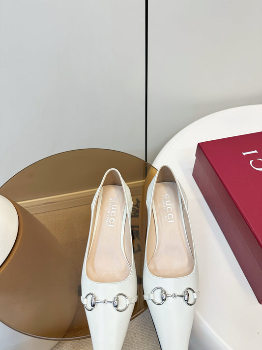 GG 26SS High Heels Pump White Calfskin 645694