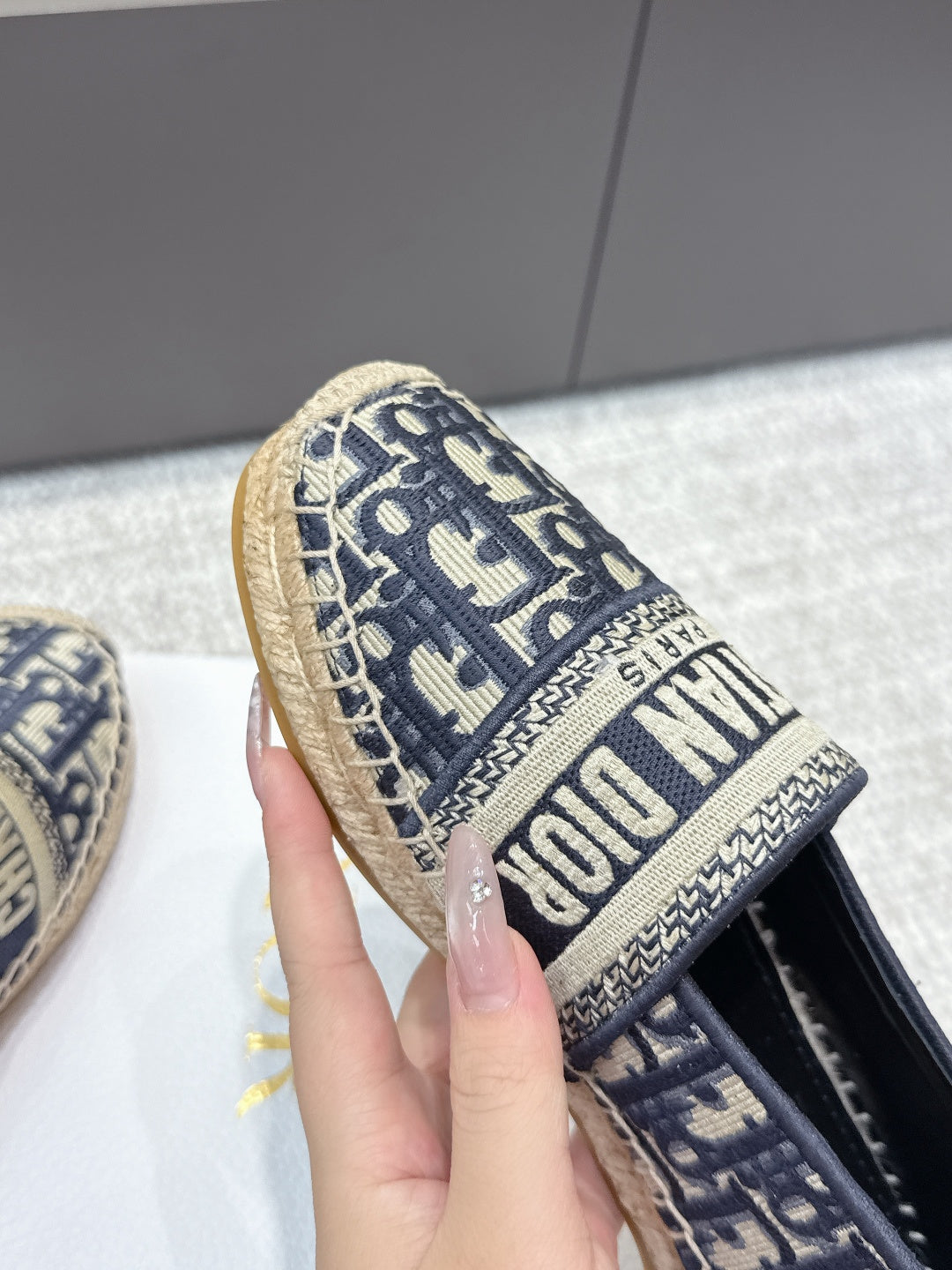 CD 26s Loafers Embroidery Navy Blue Canvas 653273