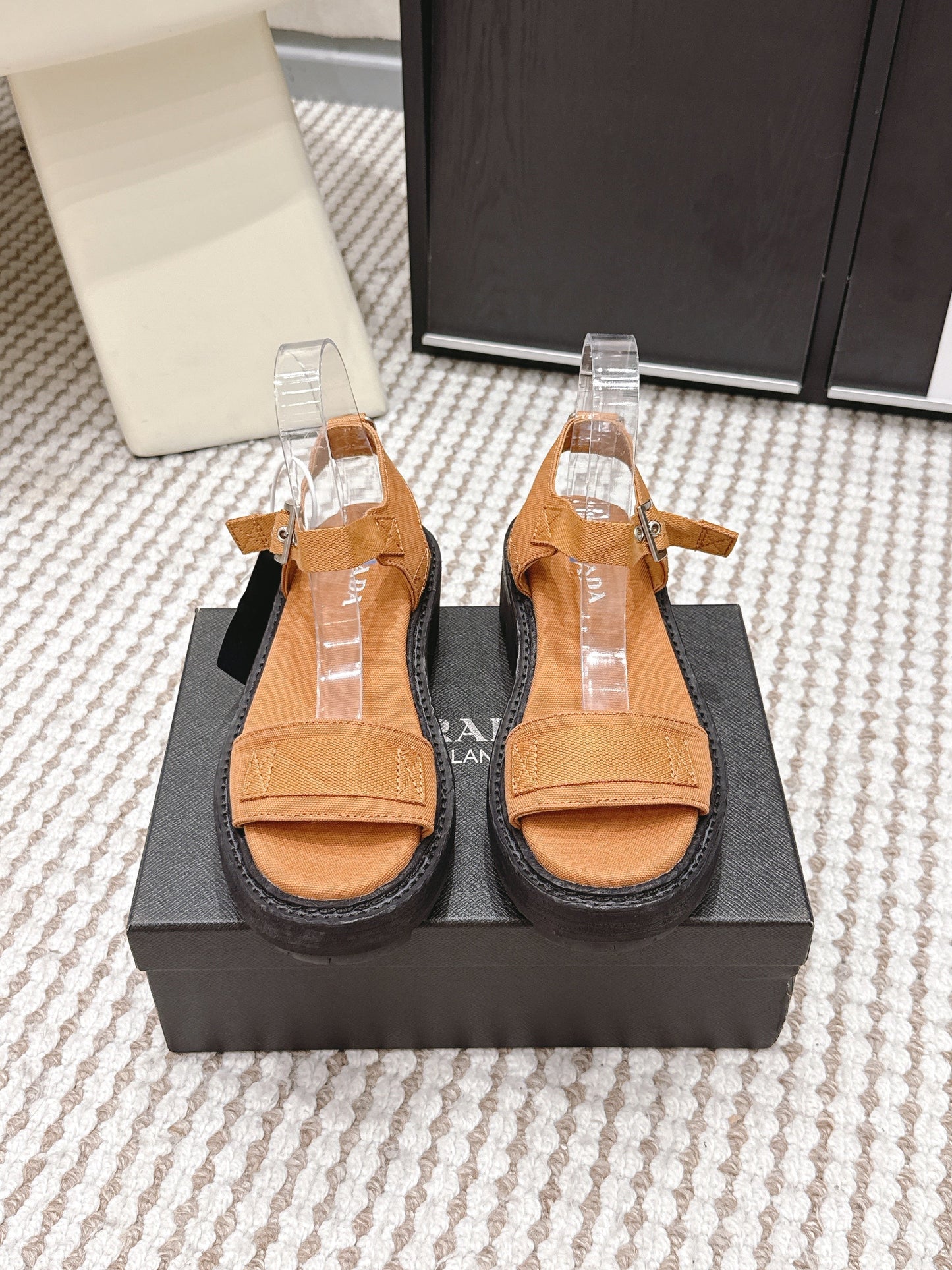 PRA 2026S Roman Sandals Tan Brown Canvas 657523