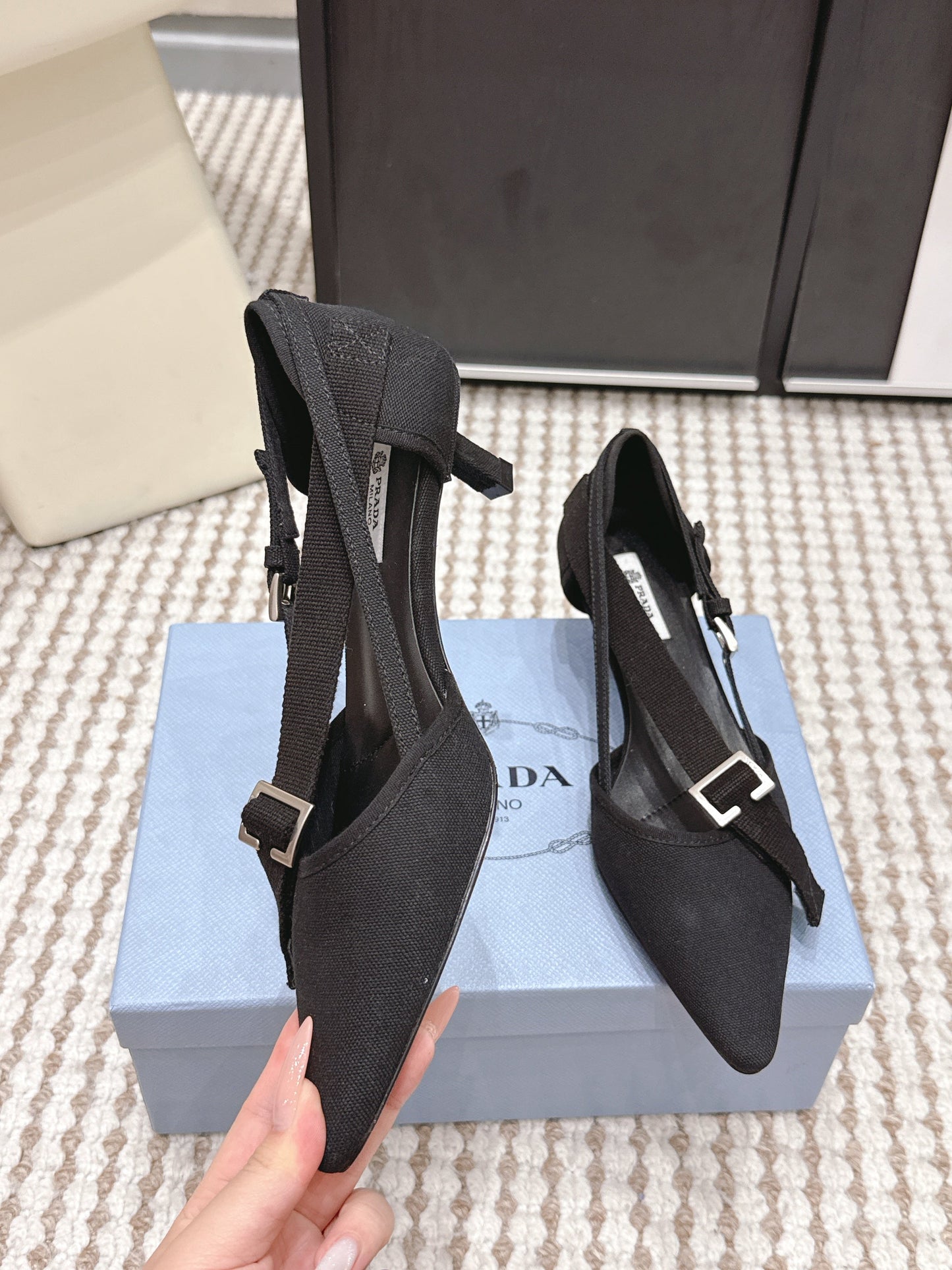 PRA 2026S High Heel Pump 45 Black Canvas 658334