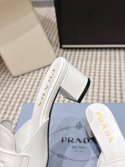 PRA 2026S High Heel Slippers 55 White Leather 658336