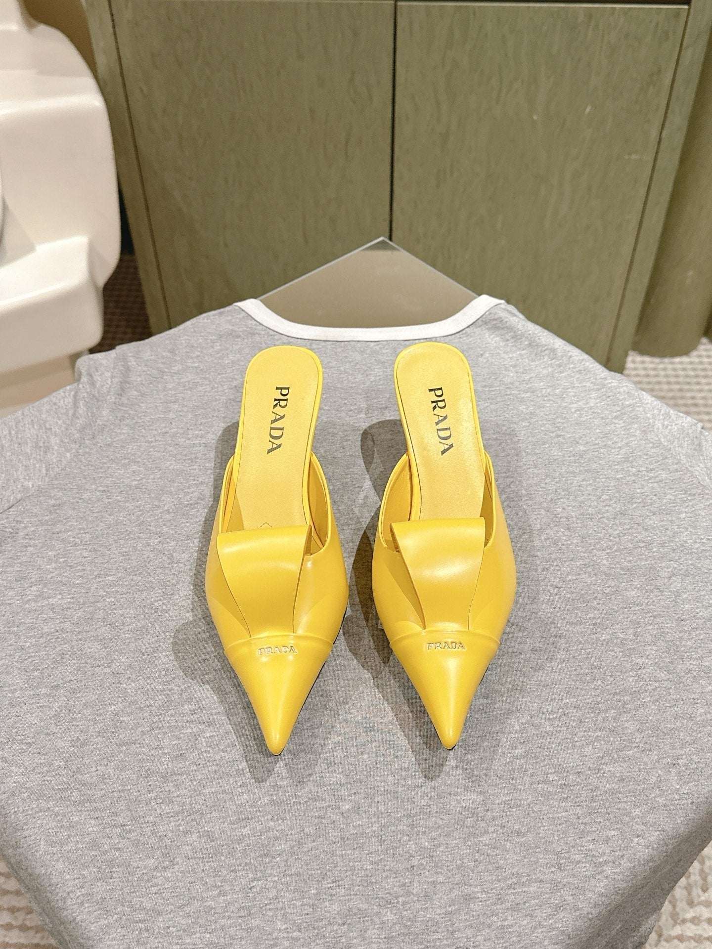 PRA 2026S High Heel Mule 65 Yellow Sheepskin 657673