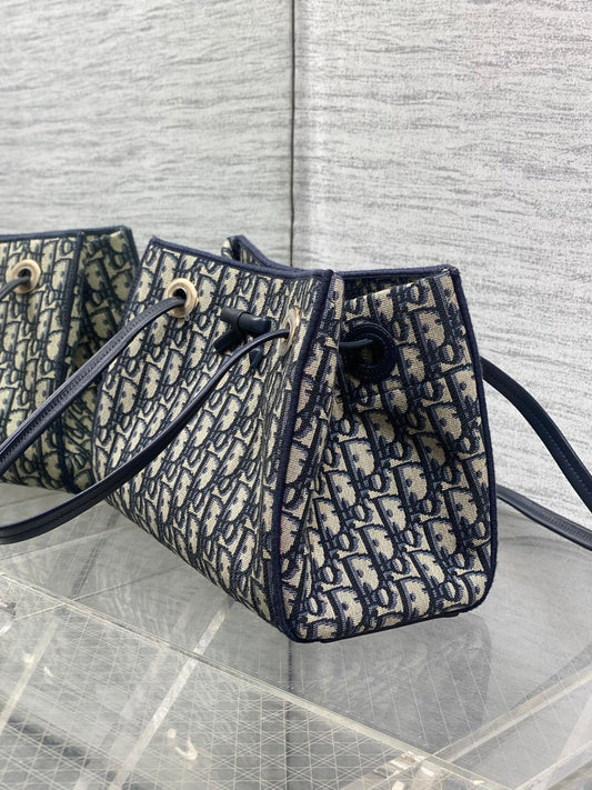 Dior 2026 Small Shopping Bag Blue Beige Canvas Leather 284287
