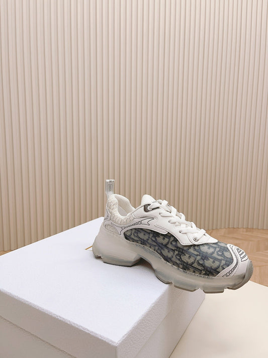 CD 26s Chrono Sneakers White Brown Canvas Rubber Mesh 643749