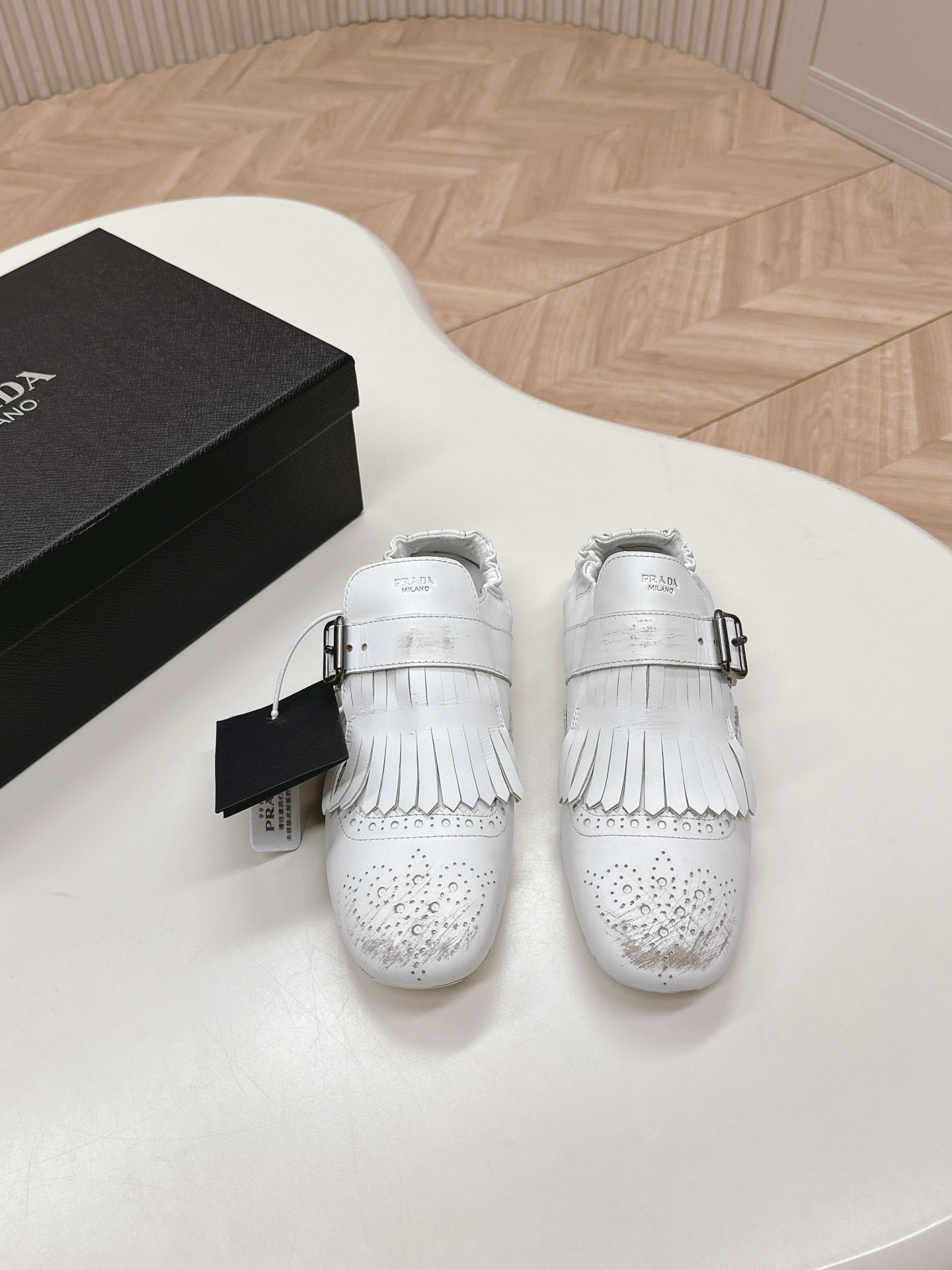 PRA 26S Ballet Flats White Calfskin 600586