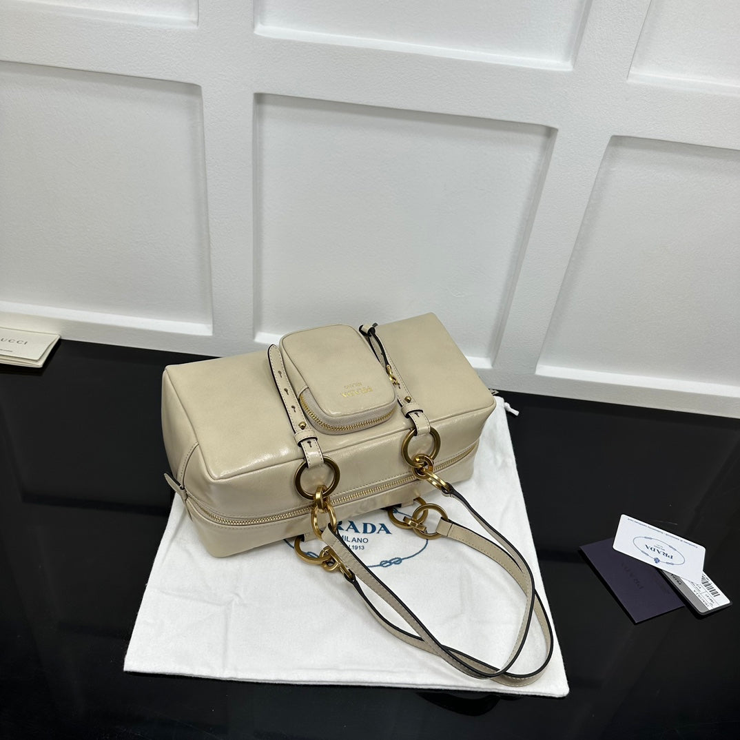 Prada 2026 Dangle Medium Shoulder Bag 30cm Patent Calfskin