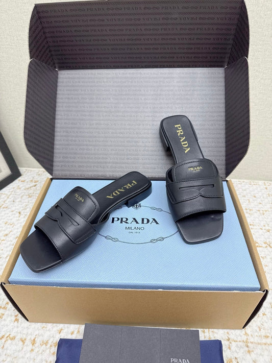 Prada 2026 Square Toe Slippers Italian Leather 731000