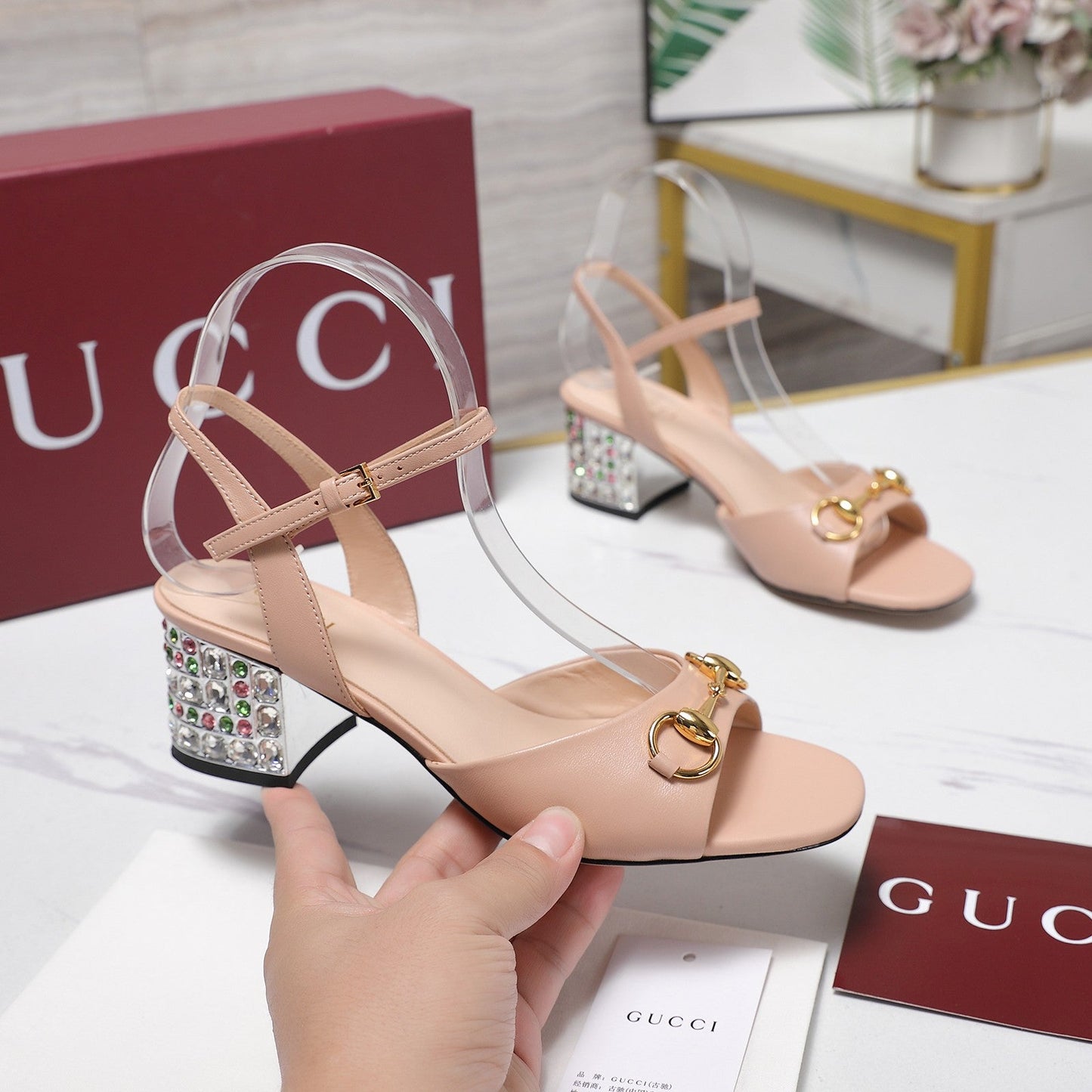GG 26ss Sandals 55 Light Pink Beige Sheepskin 601096
