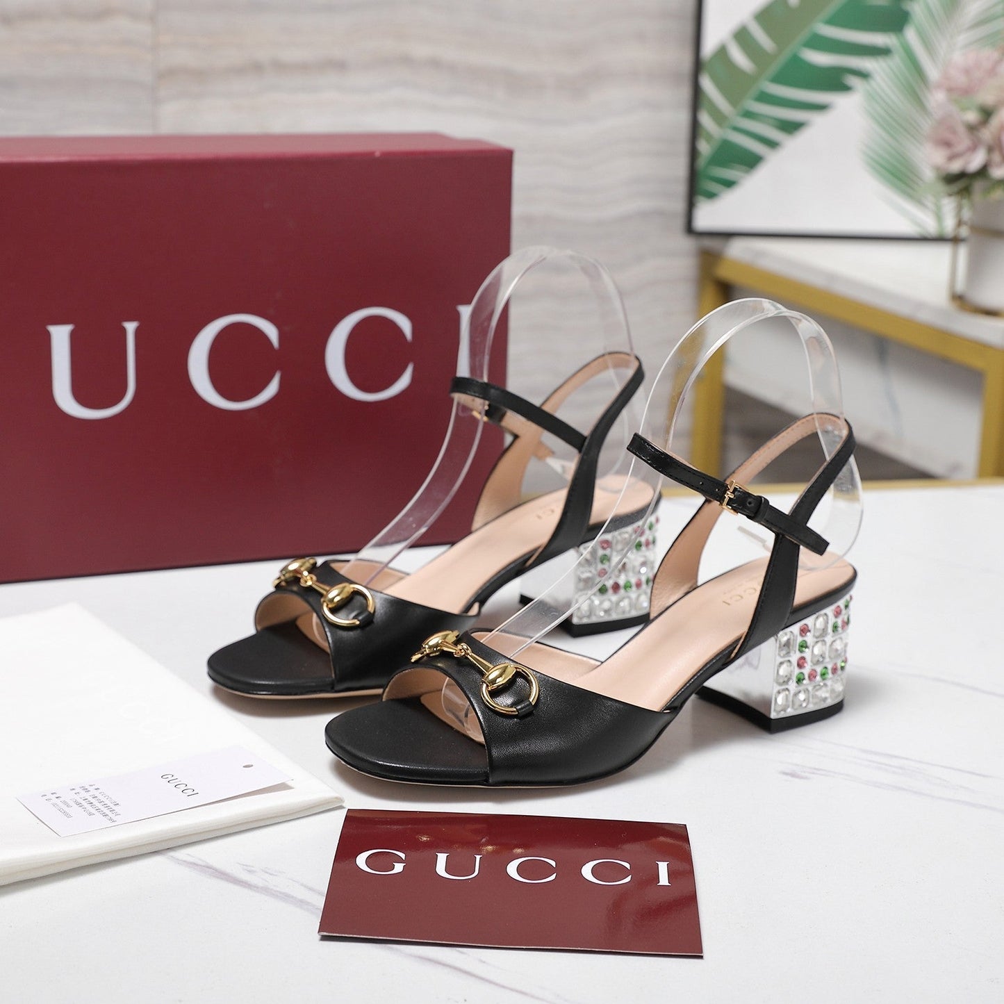 GG 26ss Sandals 55 Black Beige Sheepskin 601098