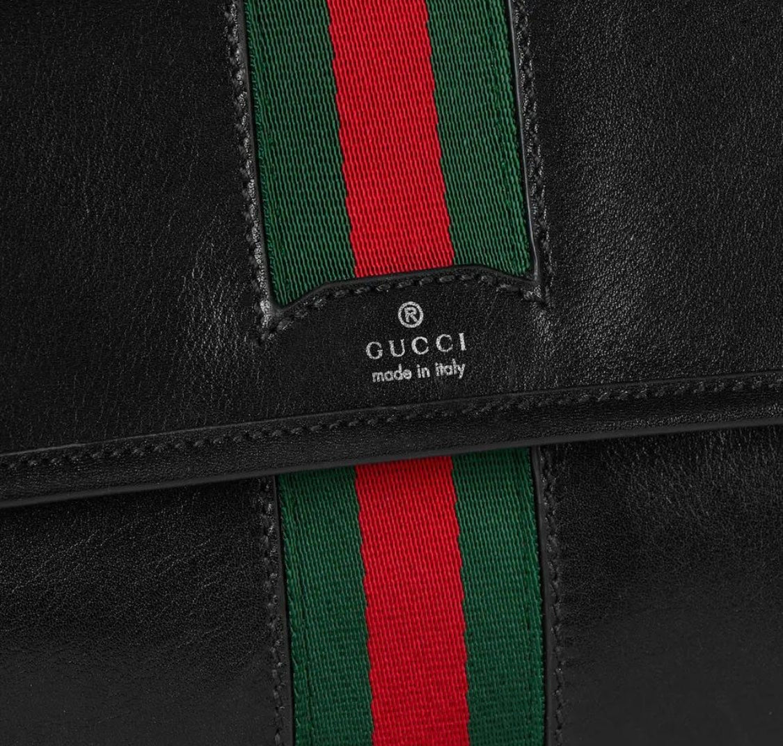 Gucci 2026 Web Trademark Bag 24cm Black Calfskin