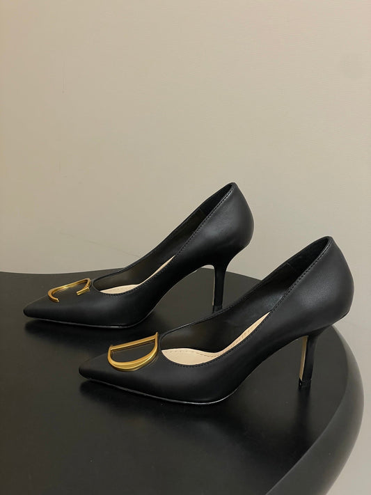CD 26 High-Heeled 85 Pumps Black Cowhide 593593