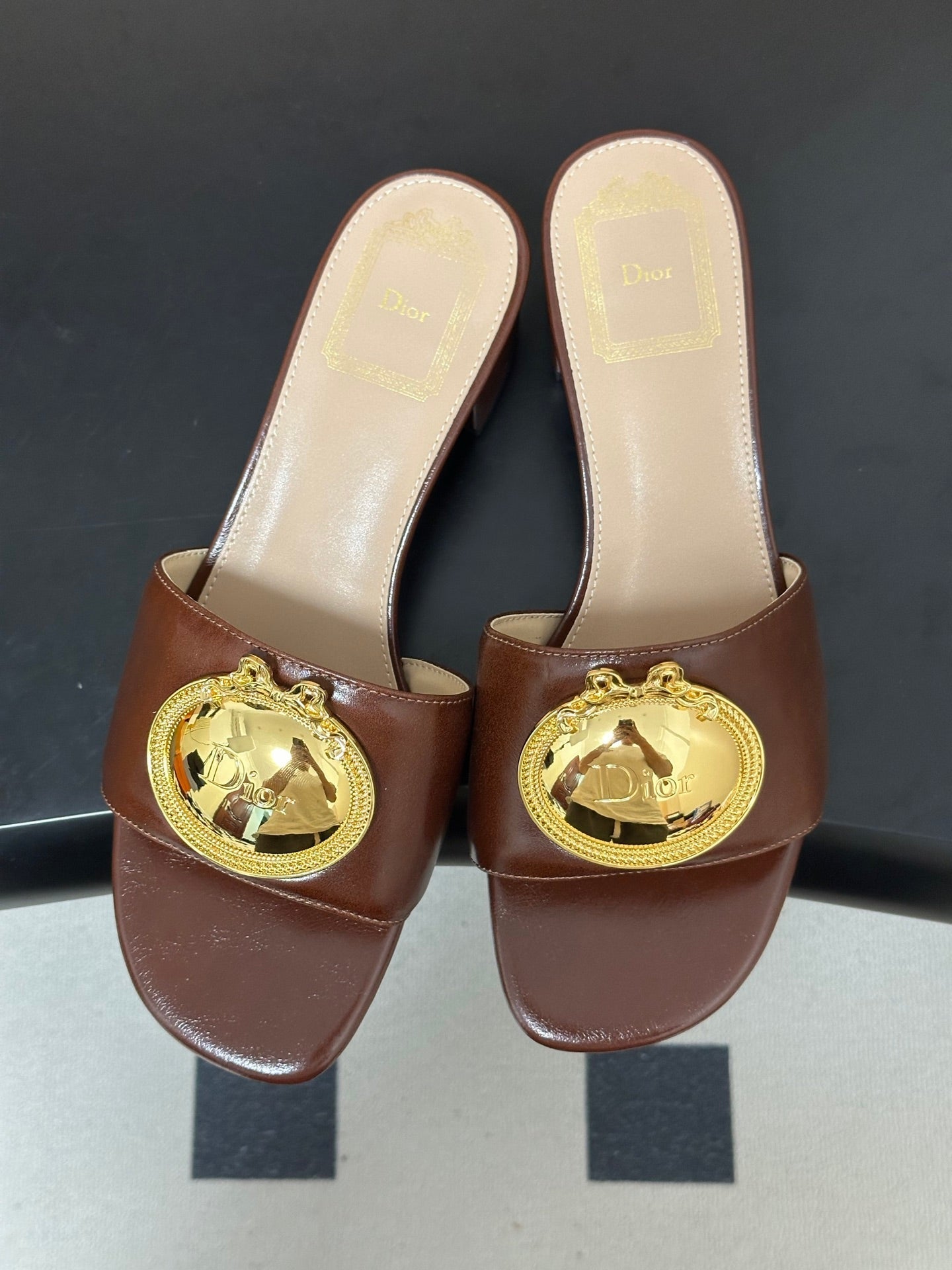 Dior 2026 D-Club Retro CD Letter Metal Buckle Sandals 45mm Leather 846977