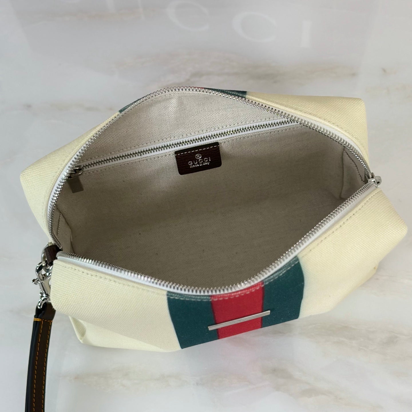 Gucci 2026 Positano Bag 23cm Cream Red Green Canvas