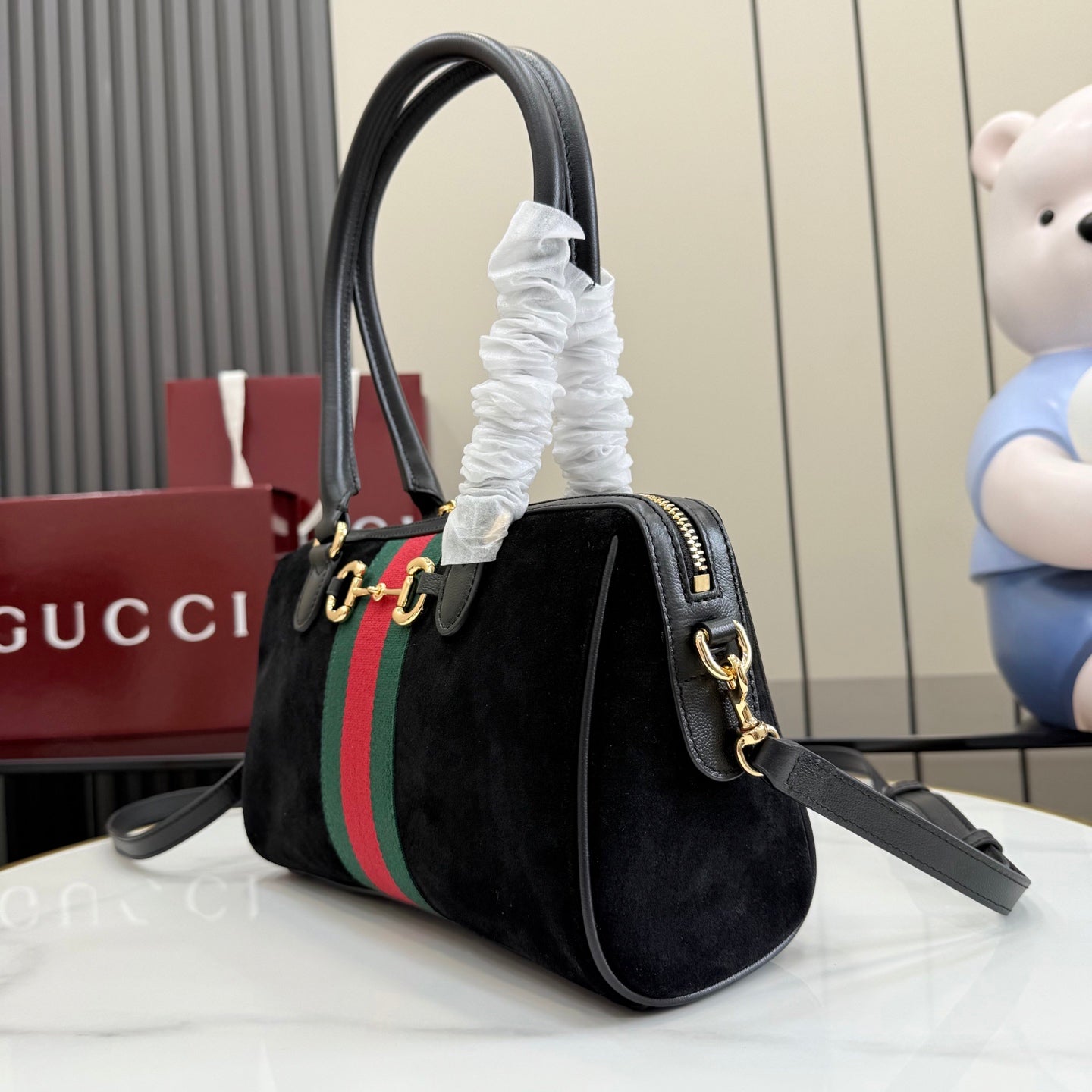 Gucci 2026 Borsetto Boston Bag Suede Leather