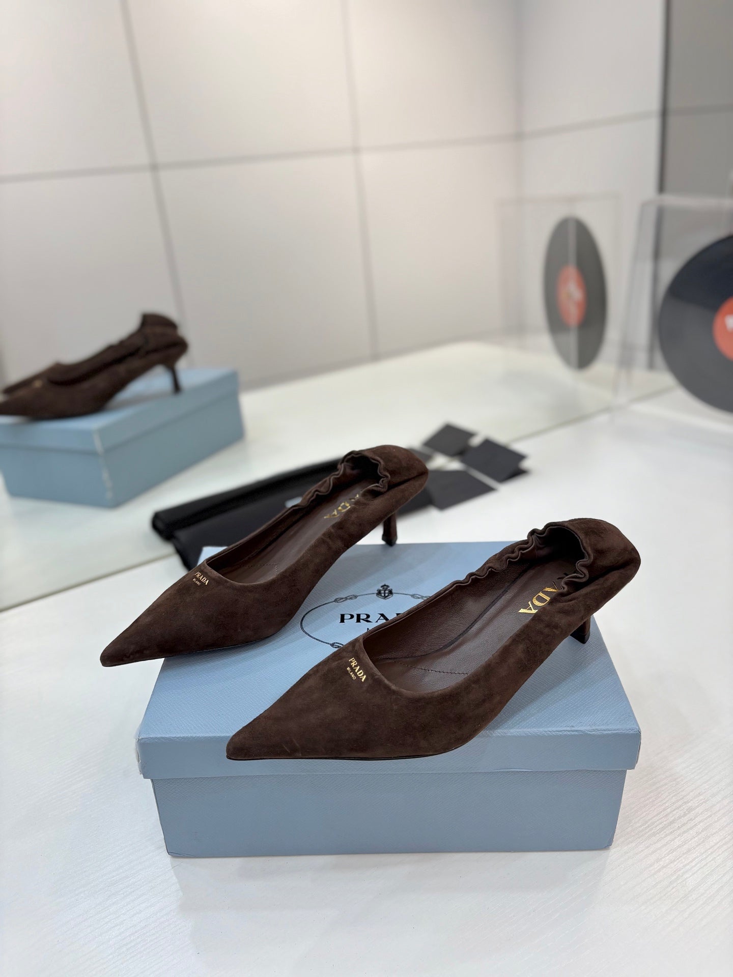 PRA 26S Pointed Toe High Heels 55 Dark Brown Suede 627129