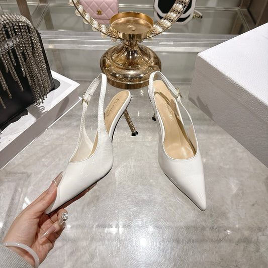 CD 26 Slingback 80 White Beige Patent Leather 679851