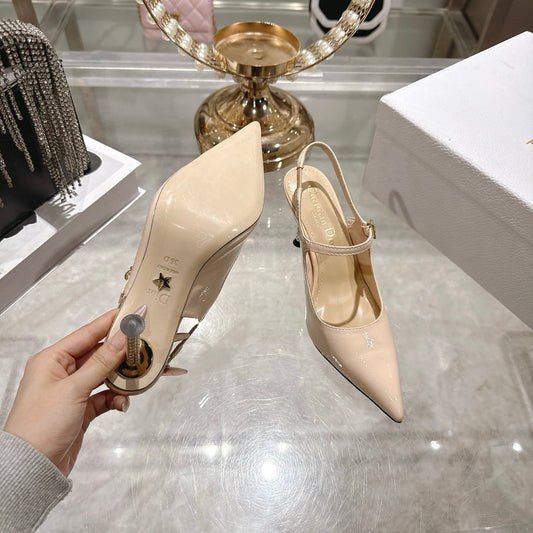 CD 26 Mary Jane High Heels 80 Beige Patent Leather 679857