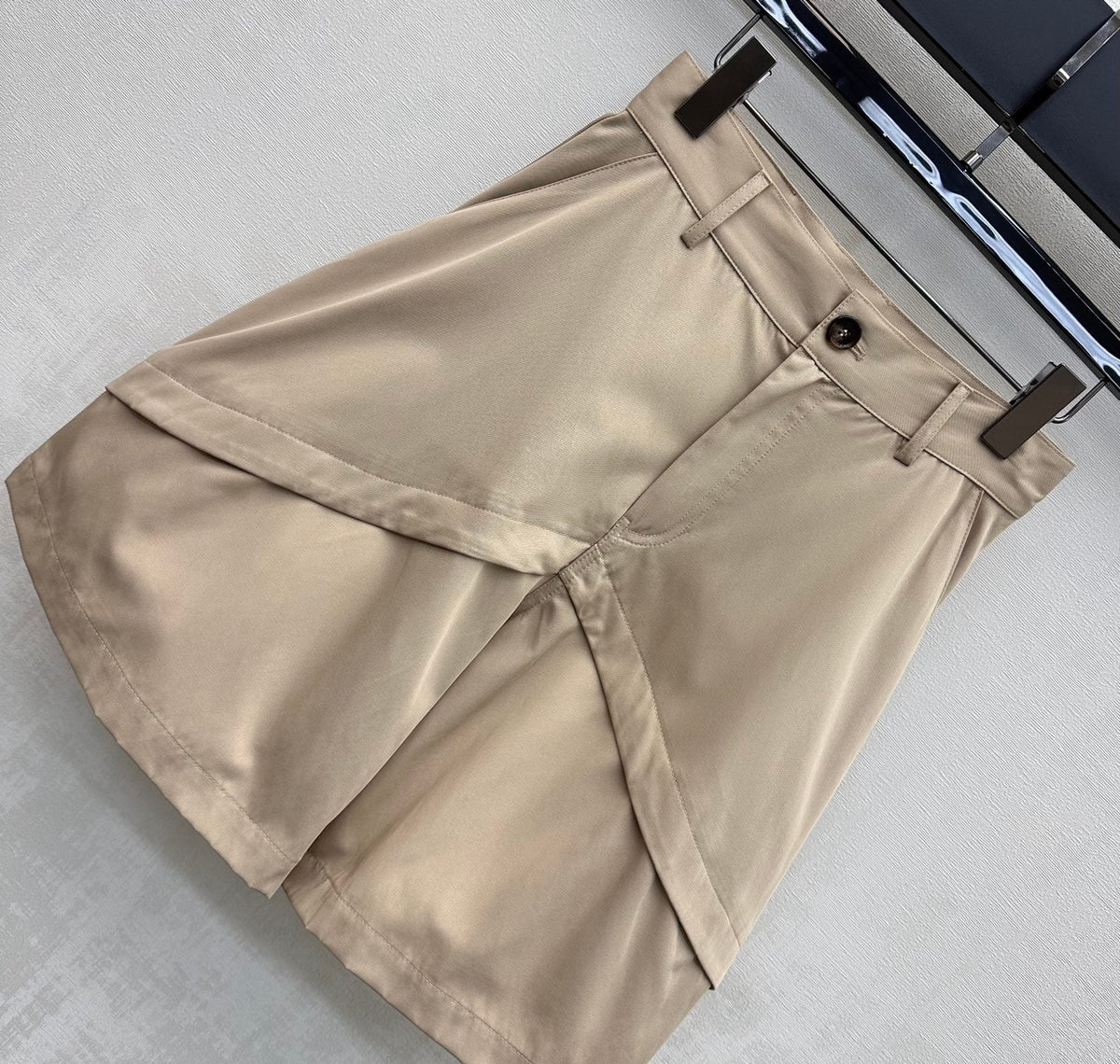 Loew 26 Khaki Wide-Leg Shorts in Cotton 378630