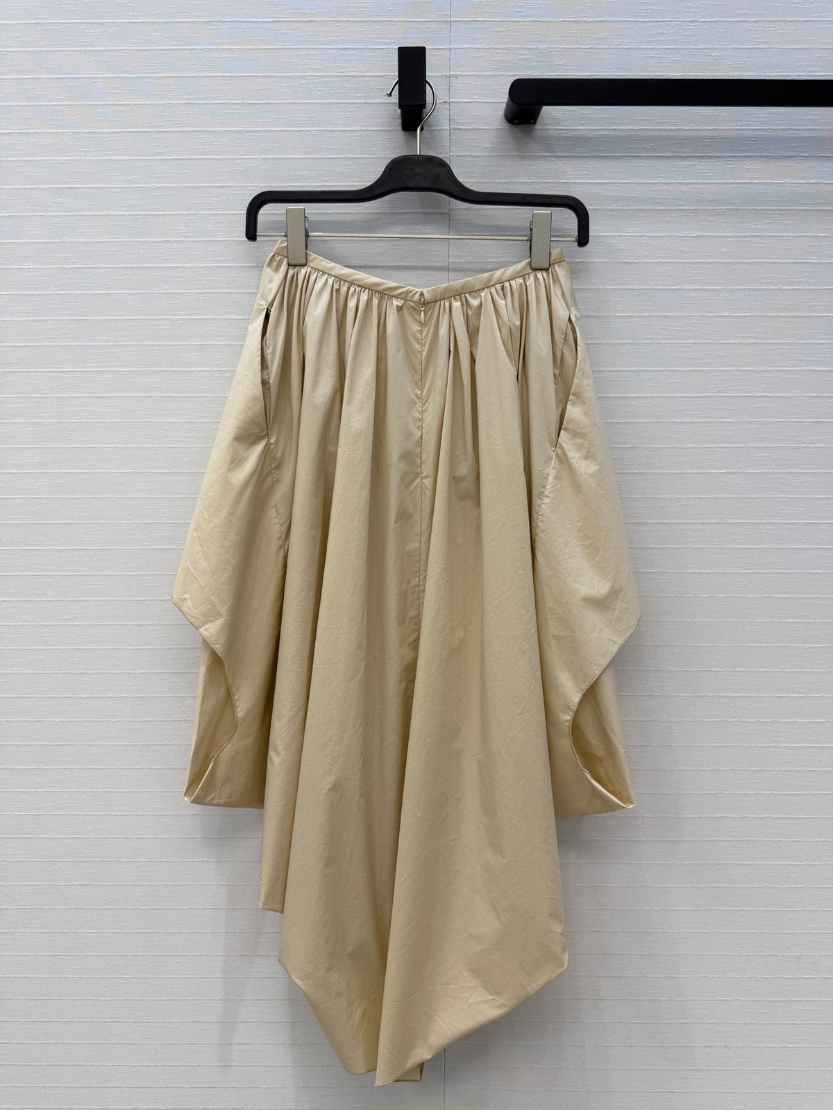 Loew Irregular Pleated Puffy Skirt Light Beige in Cotton 381521