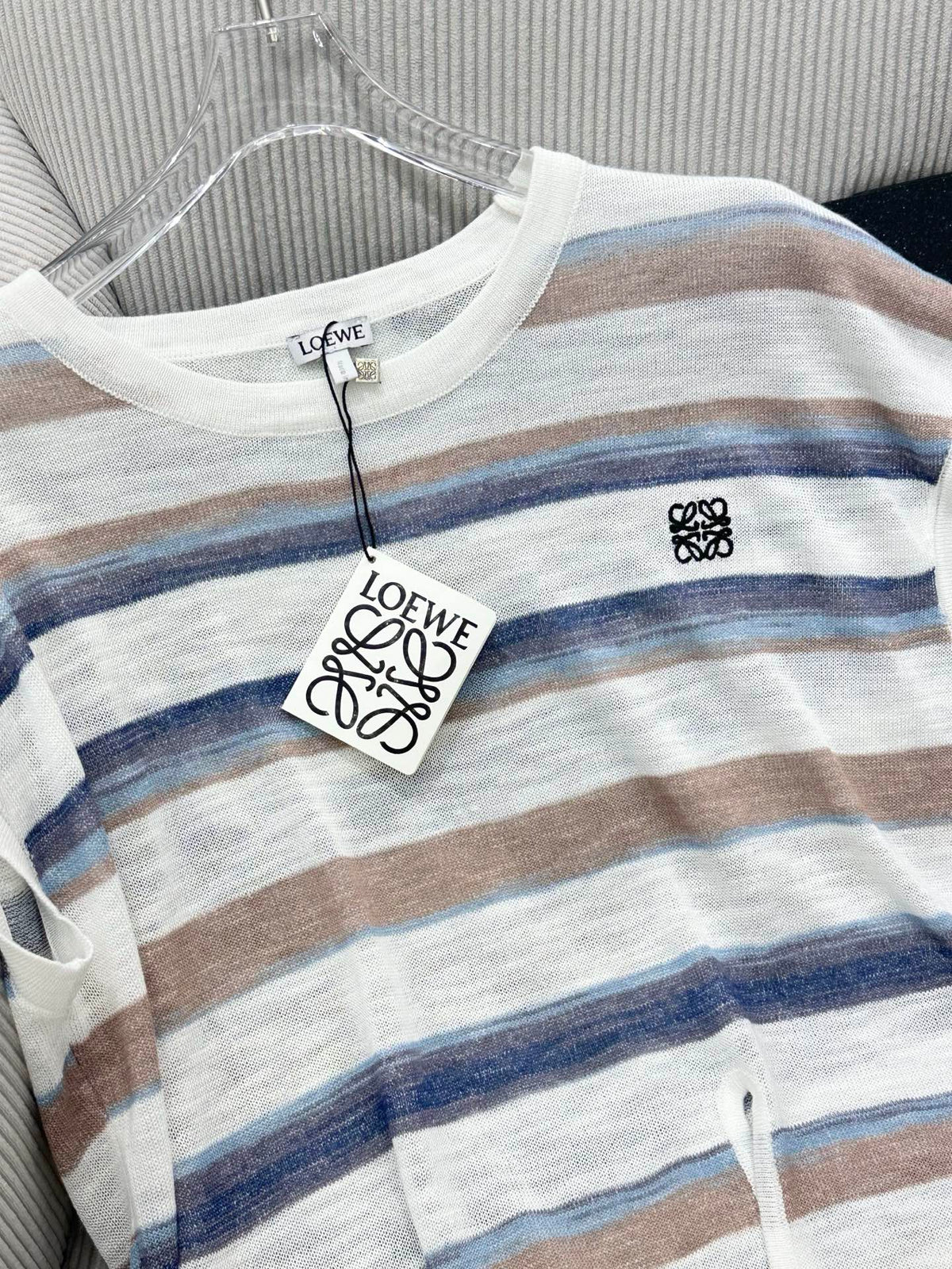 Loew 26 Short-Sleeve Top Brown Blue in Cotton 380292
