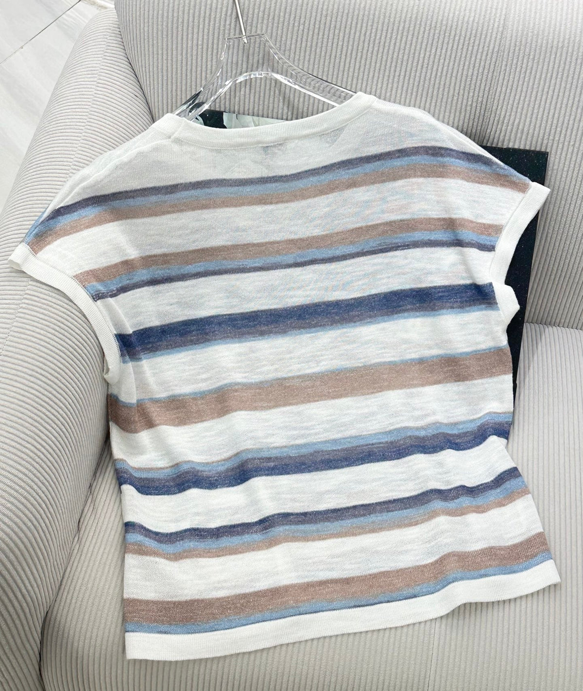 Loew 26 Short-Sleeve Top Brown Blue in Cotton 380292