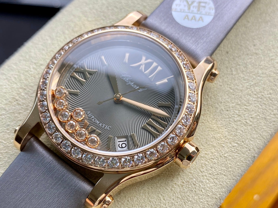 Happy Diamond 33mm Pink Gold Grey Dial