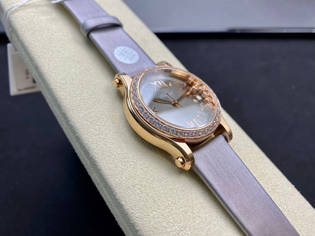 Happy Diamond 33mm Pink Gold Grey Dial