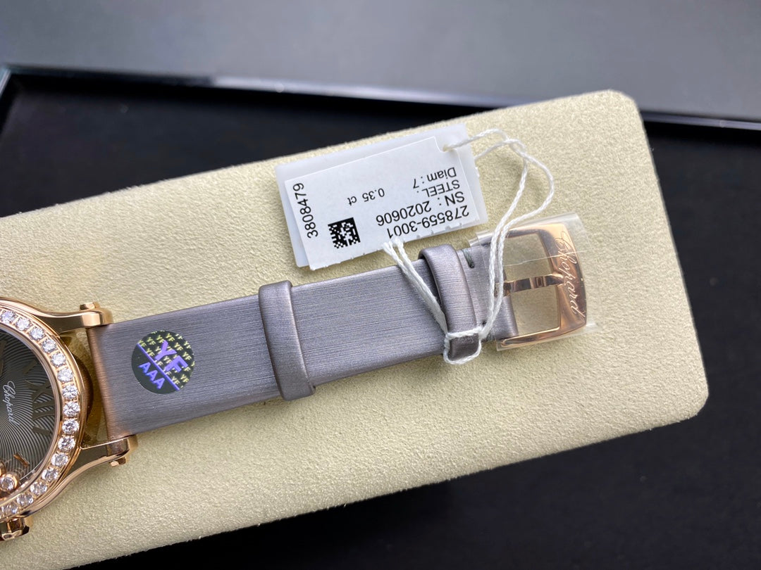 Happy Diamond 33mm Pink Gold Grey Dial