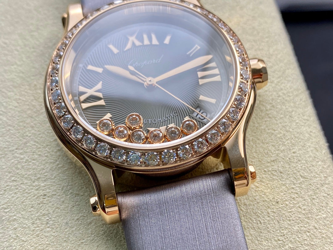 Happy Diamond 33mm Pink Gold Grey Dial