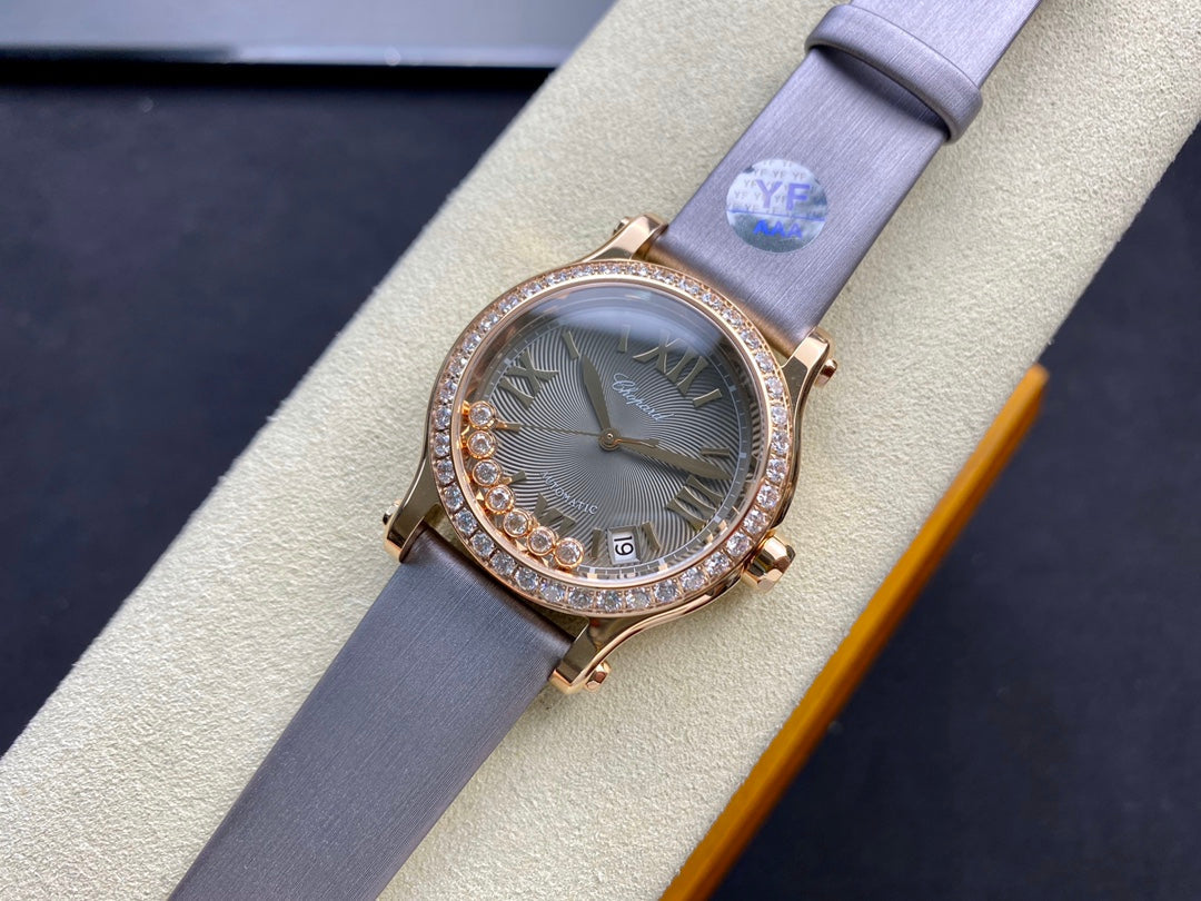 Happy Diamond 33mm Pink Gold Grey Dial
