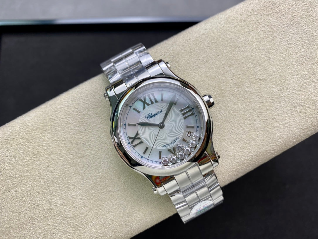 Happy Diamond Silver White Dial