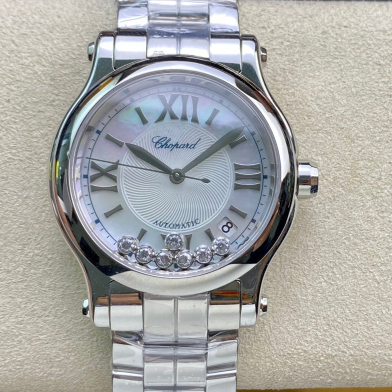 Happy Diamond Silver White Dial