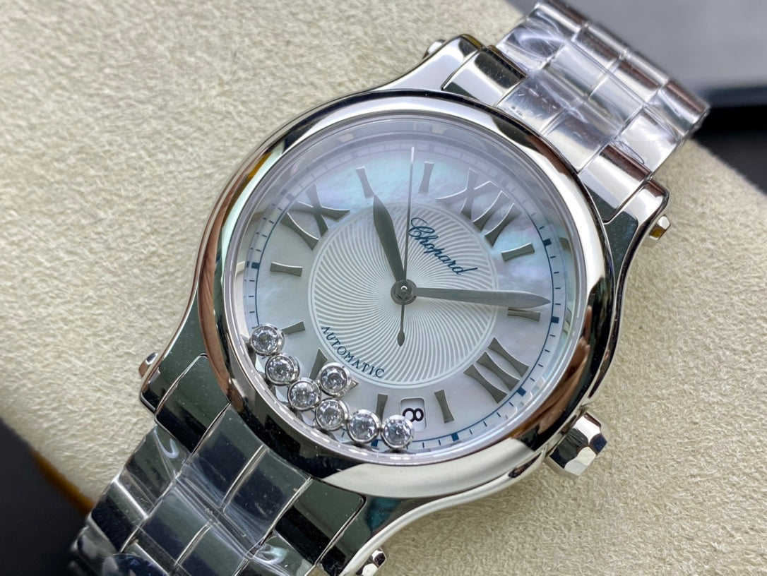 Happy Diamond Silver White Dial
