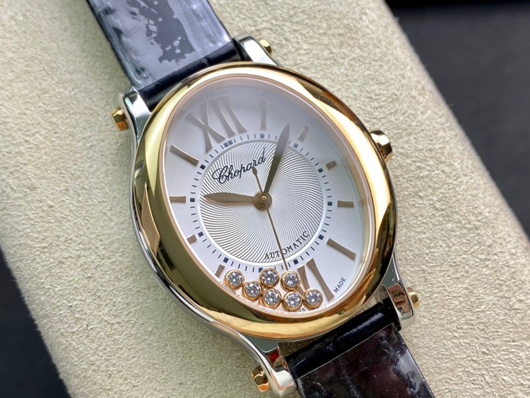 Happy Diamond 30mm Gold White Dial
