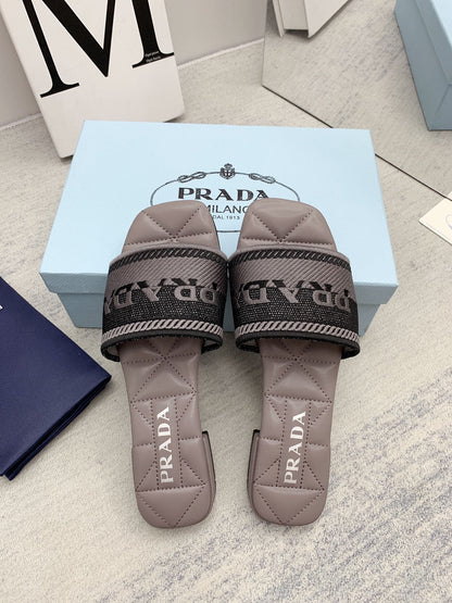 Prada 2026 Slippers Embroidery Sheepskin 731063