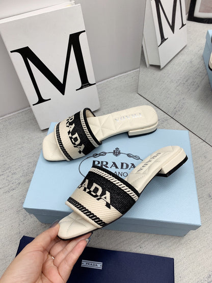 Prada 2026 Slippers Embroidery Sheepskin 731063